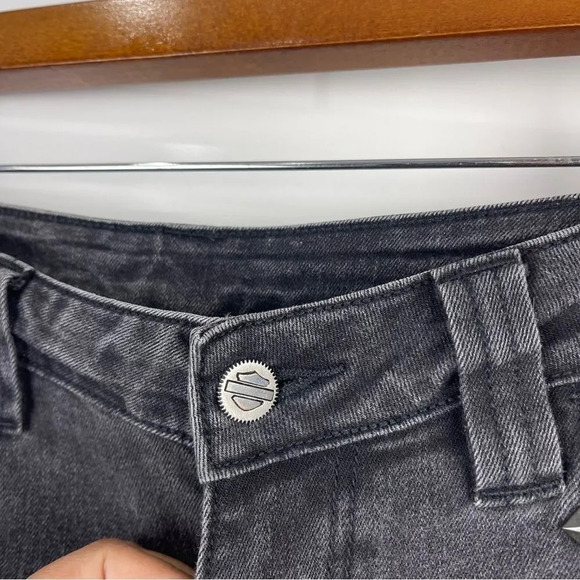 Harley Davidson Faded Black Studded Skinny Jeans Distressed Size 6 - Picture 5 of 10